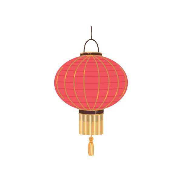 Lanterna Papel Tradicional Japonesa Chinesa Forma Redonda Com Laço Trança — Vetor de Stock