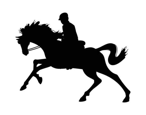 Black Silhouette Man Horseback Flat Style Vector Illustration Isolated White — Stock Vector