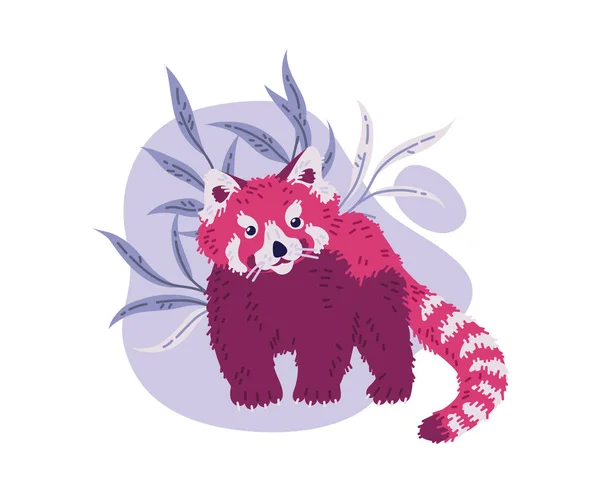 Roztomilá Červená Panda Ručně Kreslené Ploché Vektorové Ilustrace Izolované Bílém — Stockový vektor