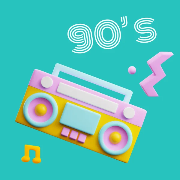 Retro Boombox Χαριτωμένο Στυλ Σύμβολο Της Μουσικής Της Δεκαετίας Του — Διανυσματικό Αρχείο