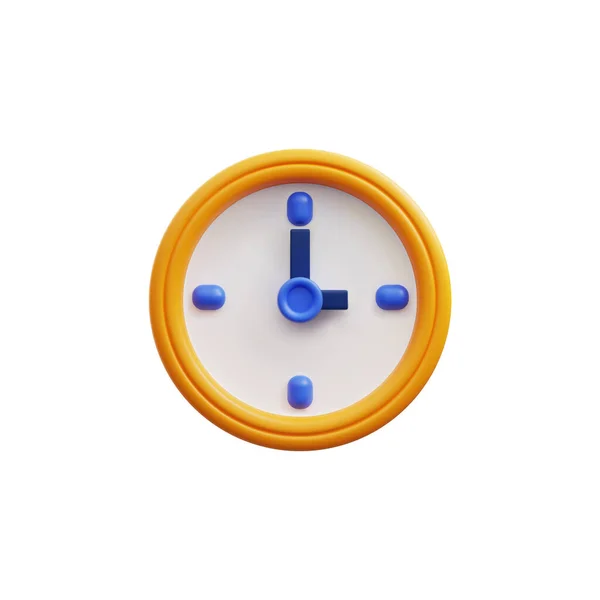 带有圆形表盘的壁钟三维真实感渲染矢量图形 在白色背景上孤立 钟表或钟表 时间测量按钮3D图标或符号 — 图库矢量图片