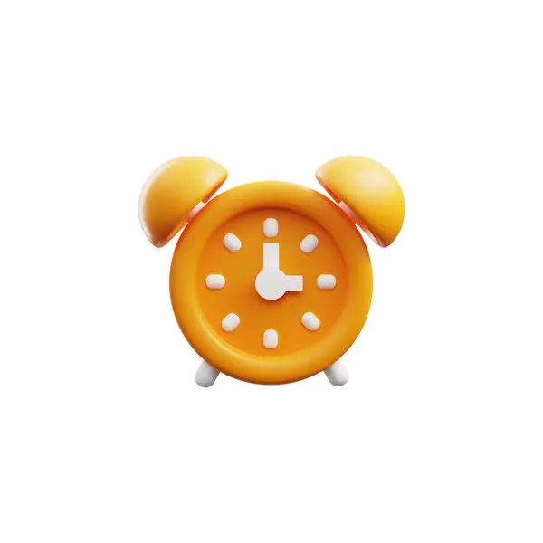 3D橙色闹钟 渲染观看图标 睡觉或截止时间定时器 在白色背景上孤立的时钟图标向量说明 塑料卡通风格的现实3D设计元素 — 图库矢量图片