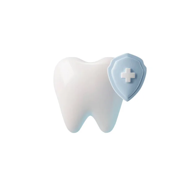 Dente Com Escudo Marca Médica Higiene Dentária Proteção Cárie Prevenção —  Vetores de Stock
