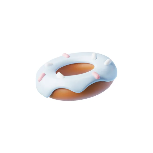Flying Donut Λευκό Γλάσο Και Πολύχρωμα Τρούφα Γυαλιστερό Πλαστικό Χαριτωμένο — Διανυσματικό Αρχείο
