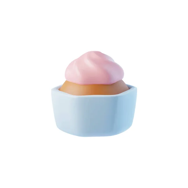 ピンクのフロスティングとスイートカップケーキ 白い背景に単離された現実的なレンダリングベクターイラスト 甘いデザートのおいしいと不健康な食品アイコンやシンボル — ストックベクタ