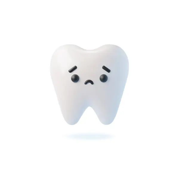 Dente Bianco Triste Realistico Cartoni Animati Condizioni Salute Dentale Mal — Vettoriale Stock
