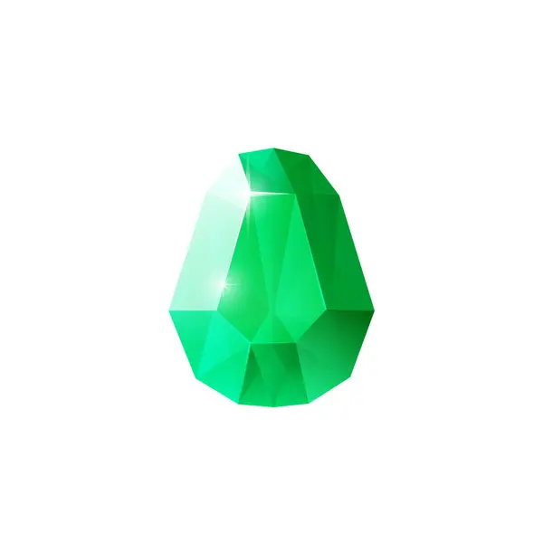 クリスタルアイコン ベクターイラストは白い背景に分離します エメラルド色の緑の宝石の形をしたシンプルなゲーム要素 前景にダイヤモンドのデッサン — ストックベクタ