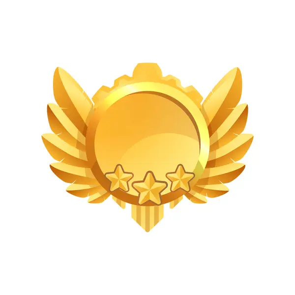 Madalya Oyun Tasarımı Için Altın Ikon Beyaz Arkaplanda Izole Edilmiş — Stok Vektör