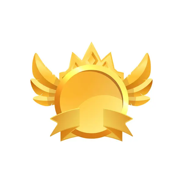 Медаль Иконка Золотого Круга Векторная Иллюстрация Белом Фоне Простой Игровой — стоковый вектор