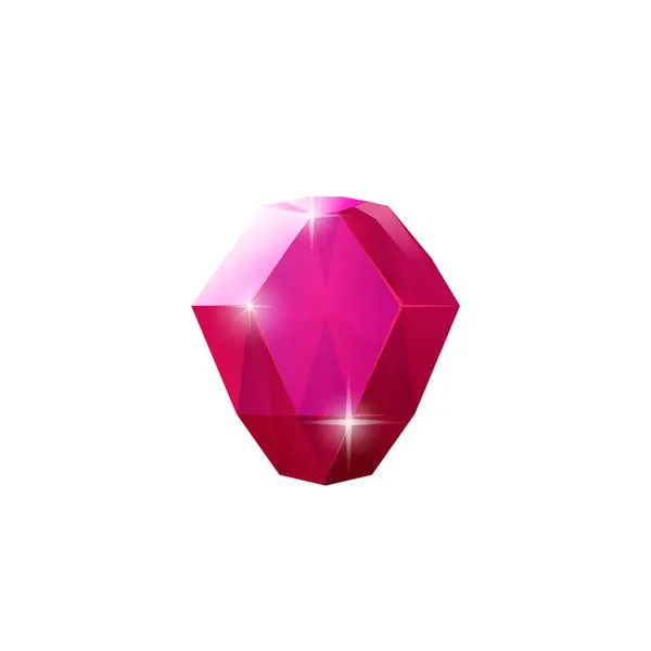 水晶粉色闪光游戏宝石 矢量插图孤立在白色背景 一个简单的卡通元素在形式发光的宝石 钻石绘图在正前方 — 图库矢量图片