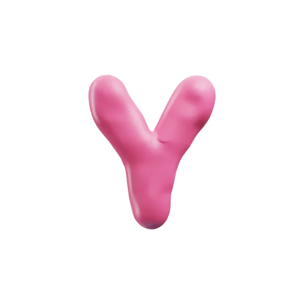 Plasticine Pink Capital Letter English Alphabet Vector Typing Symbol Dough — Stock Vector