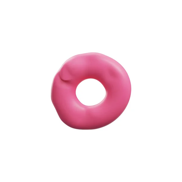 Forma Letra Donut Textura Argila Plasticina Ilustração Vetorial Realista Isolado — Vetor de Stock