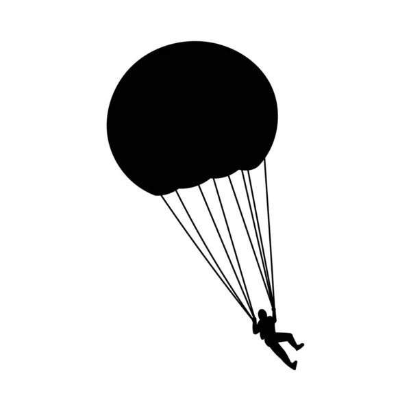 Parachute Skydiver Vector Illustration Isolated White Background Black Spot Shape — Stock Vector