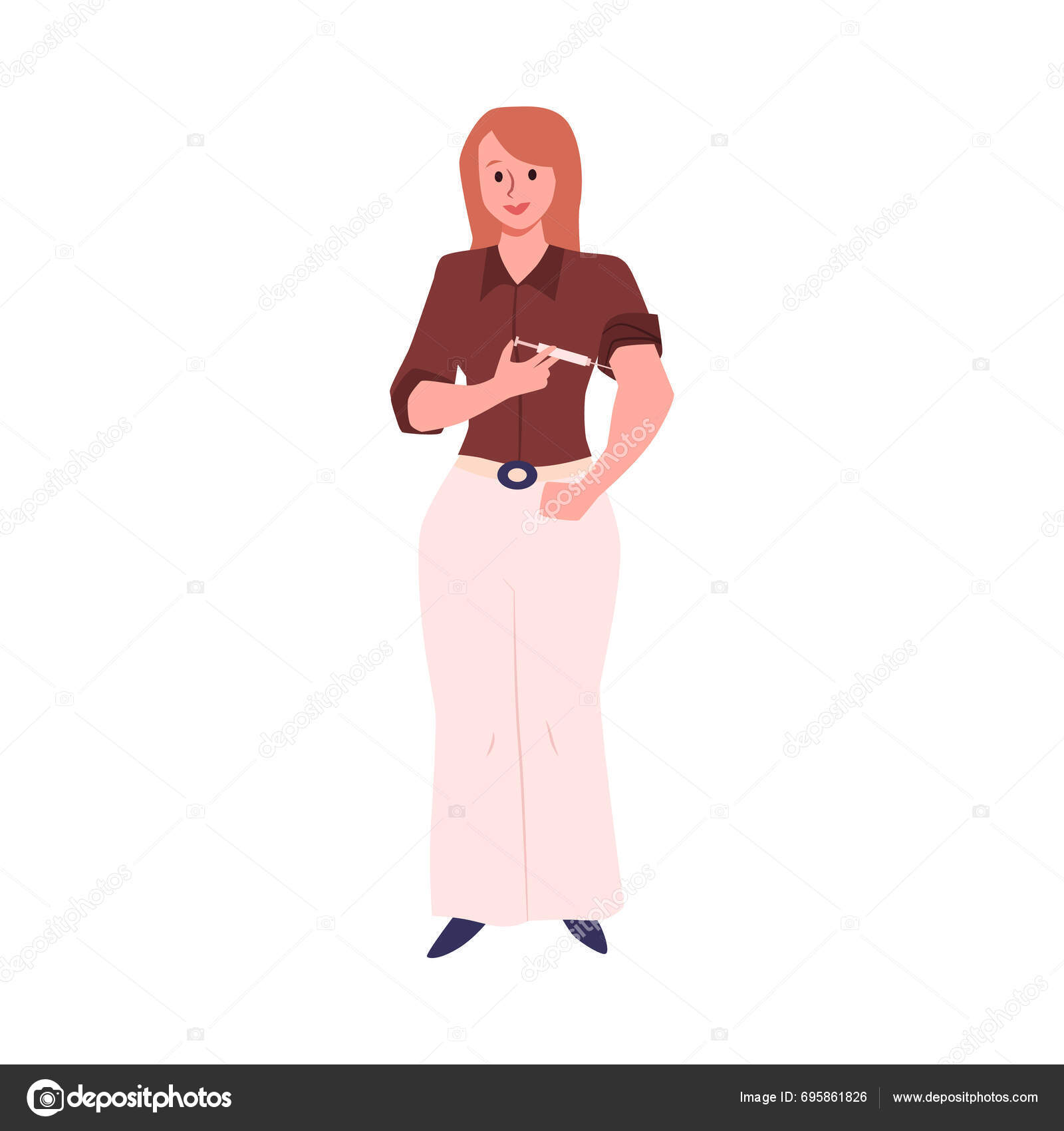 Self Administers Insulin Drugs Injection Shoulder Syringe Female