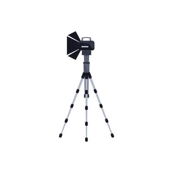 Videokamera Stativu Vektorová Ilustrace Profesionálním Videozáznamem Světla Vraty Stodoly Prodloužitelném — Stockový vektor