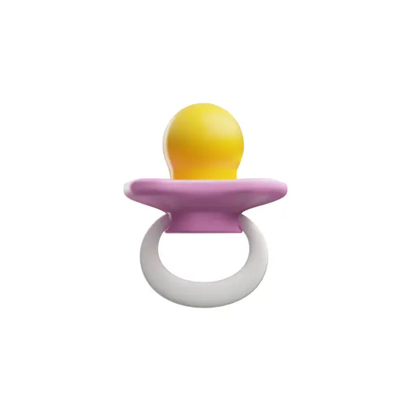 赤ちゃんのケアアイコンの現実的な3Dレンダリングは 黄色い柔らかいゴムの太鼓を含むピンクの太鼓を含み 最小限の白い背景に提示されます — ストックベクタ