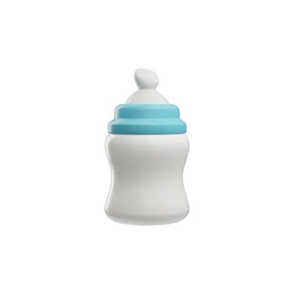 純粋な白い背景で作られたミルクで満たされた赤ちゃんのボトルの3Dアイコン 家族や栄養 育児の近代的な視覚化に最適な最小限のデザイン — ストックベクタ