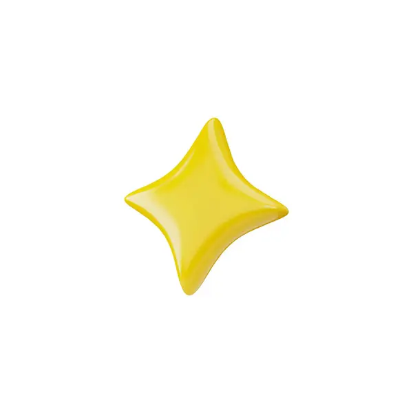 Yellow Four Pointed Star Realistic Design Vector Glossy Badge Win — Stock Vector