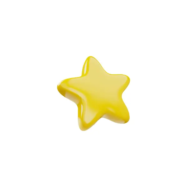Keltainen Tähti Realistinen Muotoilu Muovinen Sarjakuva Tyyli Gold Luokitus Tähti — vektorikuva