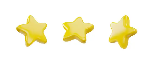 Estrella Amarilla Icono Realista Establecer Diferentes Ángulos Golden Rating Logro — Archivo Imágenes Vectoriales
