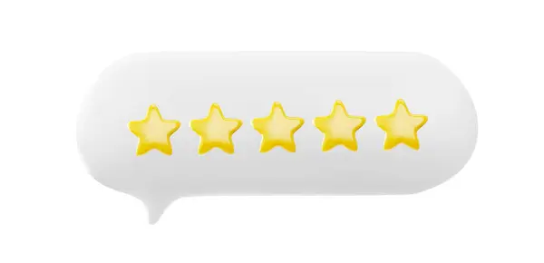 五星级评分 正面反馈3D写实风格 客户评论与五个金星在言语泡沫 服务满意度 最佳质量 最高费率说明 — 图库矢量图片