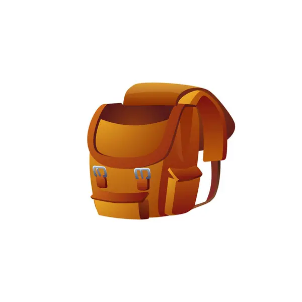 Classic Brown Backpack Secure Buckles Perfect Travel School Vector Illustration — Stock Vector