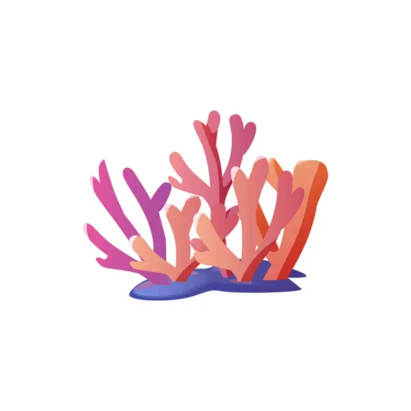 산호초의 그림입니다 빨간색 주황색 보라색 색조의 산호와 다채로운 배경에 생태계의 로열티 프리 스톡 벡터