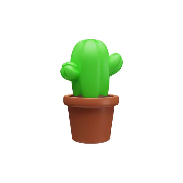 Pot Med Grøn Plante Vektor Ikon Kaktus Potteplante Ler Eller – Stock-vektor