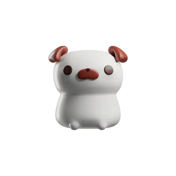 ペットをテーマにしたデザインに最適なブラウンディテールの白のスタイリッシュな犬図のミニマリスト3Dベクターイラスト — ストックベクタ