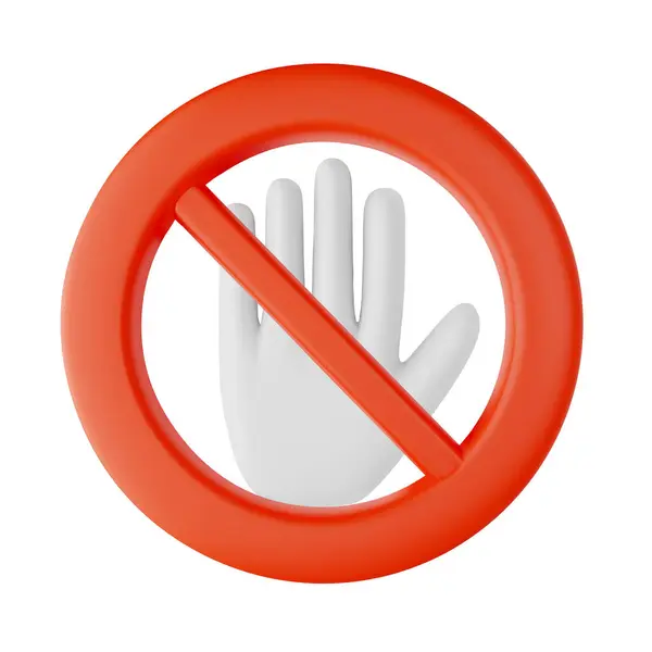 Ikona Zákazu Zobrazující Zvednutou Ruku Bílé Barvě Uvnitř Červeného Kruhu Vektorová Grafika