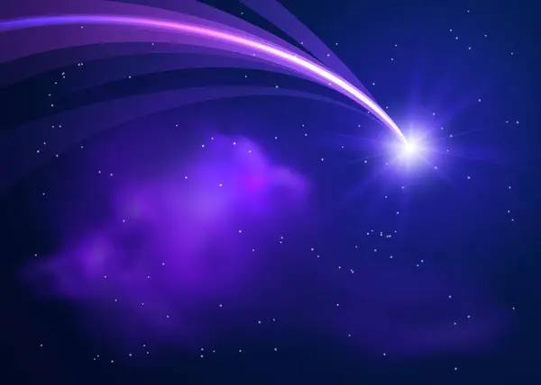 Celestial Phenomenon Depicted Vector Illustration Bright Star Tail Descends Purple Stock Vector