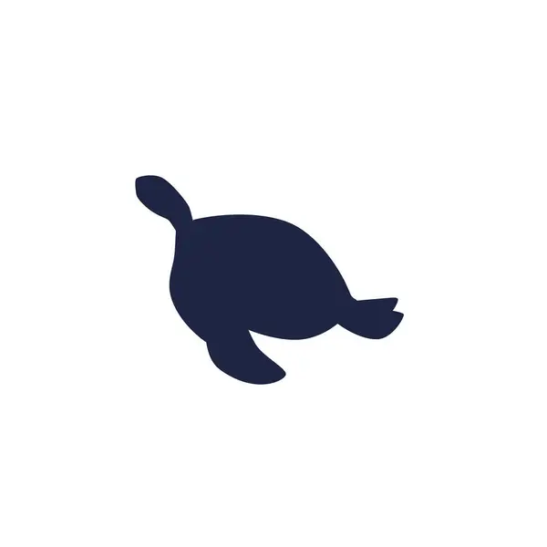 Cute Sea Turtle Silhouette Icon Cartoon Happy Tortoise Character Vector Vector Graphics