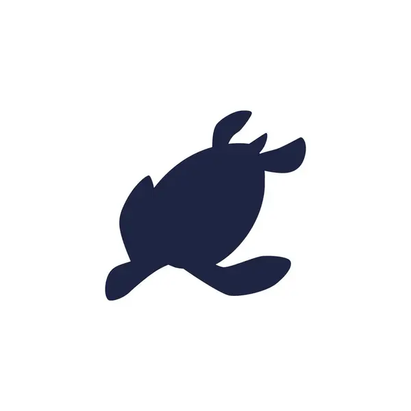 Imagem Vetorial Uma Silhueta Azul Escura Uma Tartaruga Marinha Nadando Ilustração De Stock