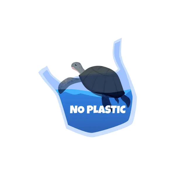Uma Ilustração Vetorial Uma Tartaruga Marinha Emaranhada Plástico Oceano Destaca Gráficos Vetores