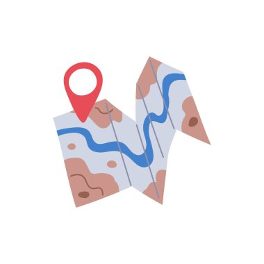 Map with location pin marking a destination. Travel navigation vector illustration. clipart