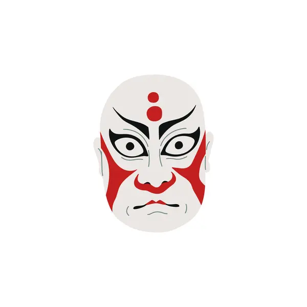 Dramatisk Vektor Illustration Traditionell Kabuki Mask Med Intensiva Röda Och Royaltyfria illustrationer