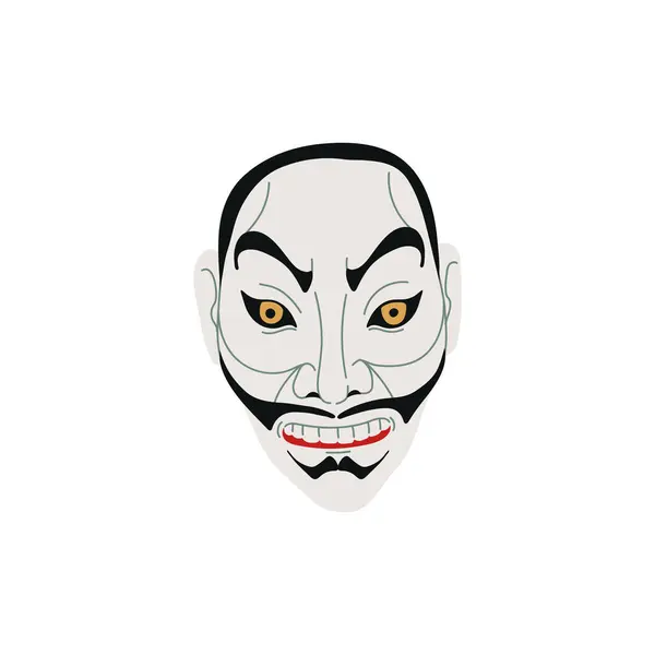 Wektorowa Ikona Japoñskiej Maski Kabuki Bia Tle Tradycyjny Obraz Rysunkiem Ilustracja Stockowa