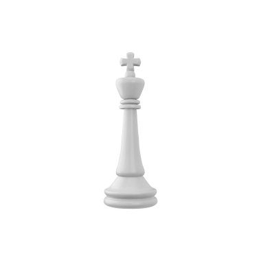 Vector 3D illustration depicting a chess piece - a white king on an isolated background. Realistic icon of the main figure of a strategy board game for design. Intellectual game. clipart