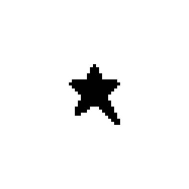 Black star pixel art Y2K icon. Rating asymmetrical star with squared contour. Game achievement and award 8 bit symbol. Vector graphic badge of positive feedback or good review. Space decoration clipart