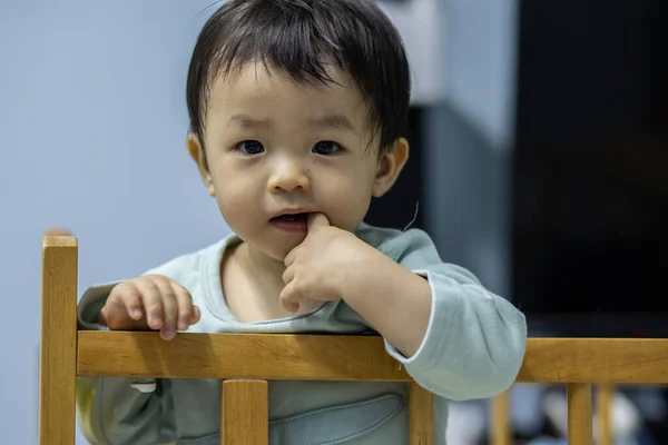Πορτρέτο Εικόνα Της Αξιολάτρευτο Και Ευτυχισμένο Παιδί Κινεζάκι Μωρό Χαλαρώνοντας — Φωτογραφία Αρχείου