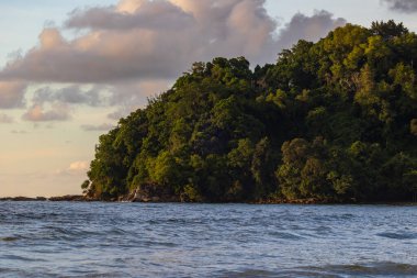 beautiful and clean beach with beach wave during evening