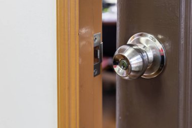 Close-up of door knob or opening the door.