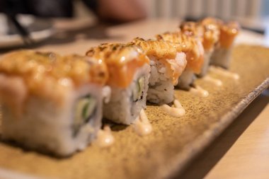 Delicious Japanese Food serve on Plate at Japanese Restaurant