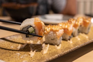 Delicious Japanese Food serve on Plate at Japanese Restaurant