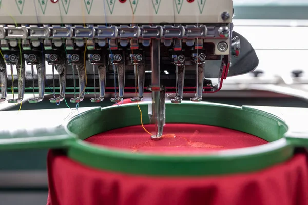 Embroidery machine needle in Textile Industry at Garment Manufacturers, Embroidery needle, Needle with thread (selective focus and soft focus)