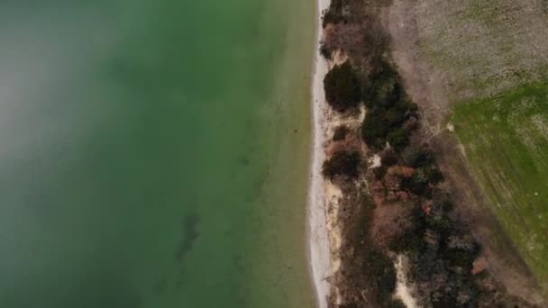 Aerial View Beautiful Empty Beach Greece People Dramatic Coastline Scenic — Stock Video