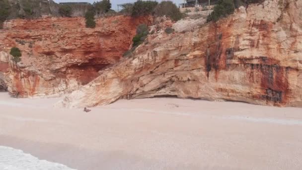 Yunanistan Daki Güzel Boş Plajın Havadan Görünüşü Hiç Insan Yok — Stok video