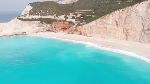 Yunanistan Daki Güzel Boş Plajın Havadan Görünüşü Hiç Insan Yok — Stok video