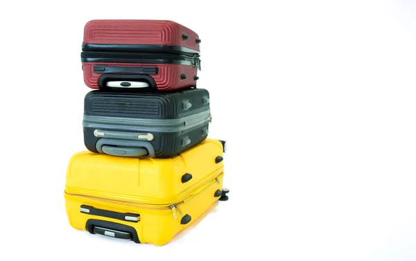 Roll Halom Gördülő Poggyász Utazási Bőrönd Elszigetelt Fehér Háttér — Stock Fotó