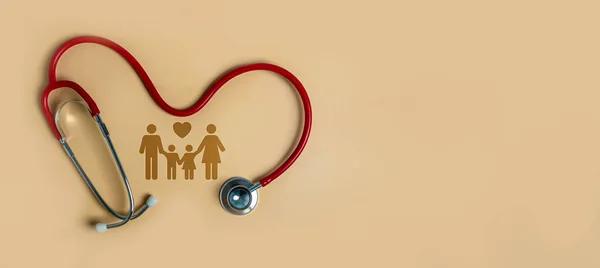 Top View Medical Stethoscope Icon Family Light Orange Background Family — Stock Photo, Image